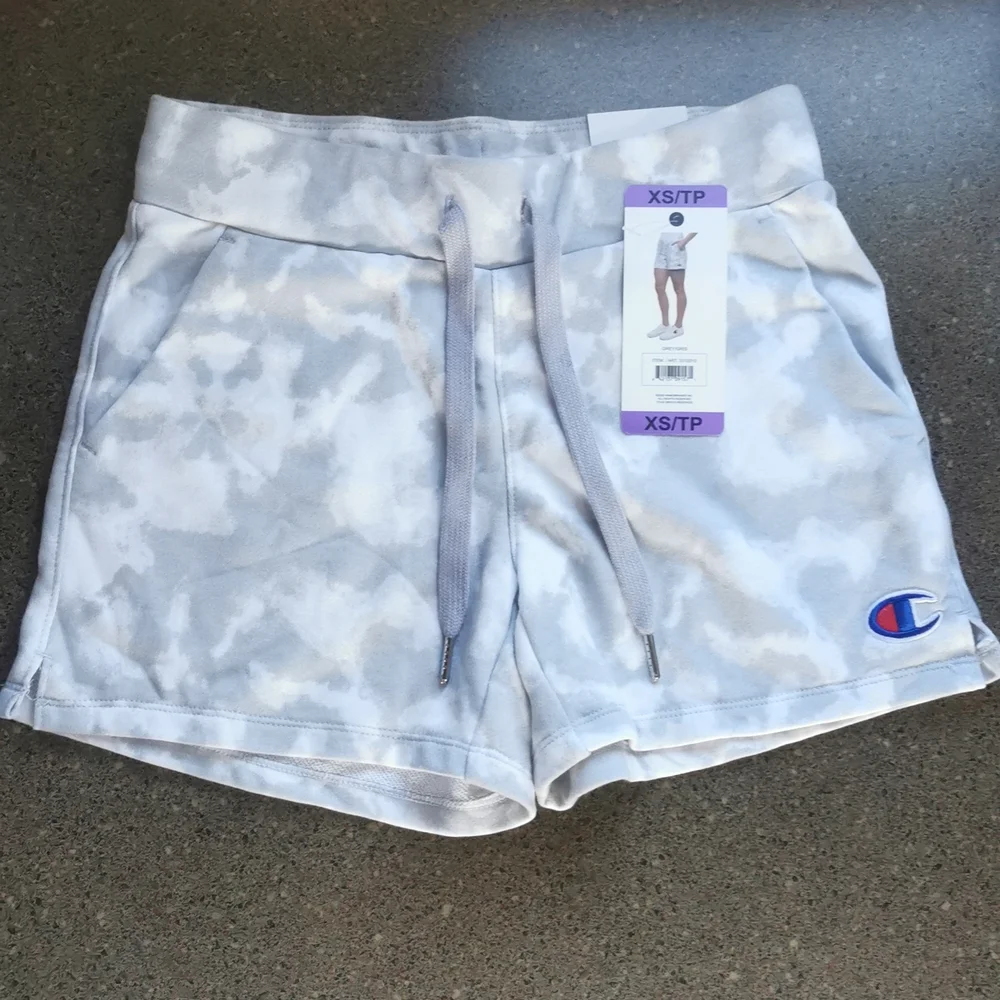 XS extra small Champion Shorts Grey Gray White tie dyed NWT New - Picture 1 of 10